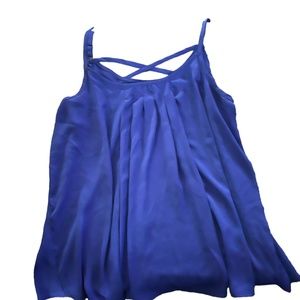 Torrid Royal Blue Sheer Camisole Size 2 Adjustable Straps Criss Cross Back